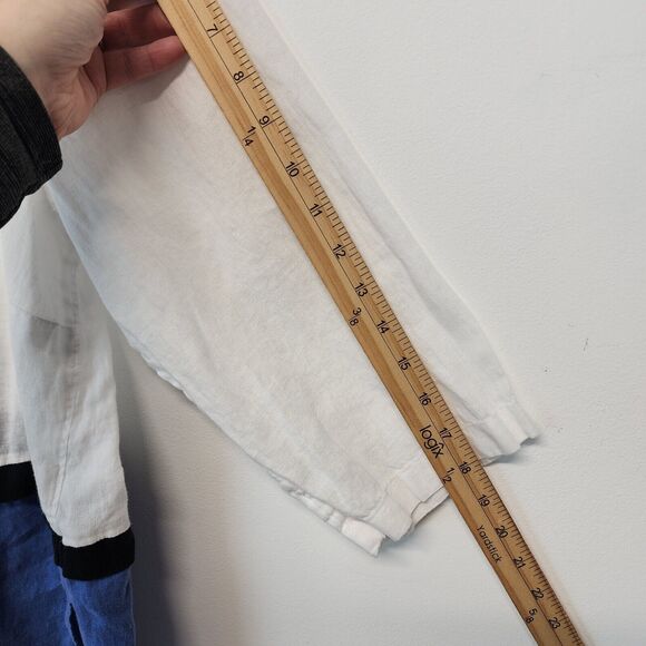 J.Jill Linen Colorblock Tunic Size XL Blue White 3/4 Sleeve Round Neck Coastal - Picture 12 of 16